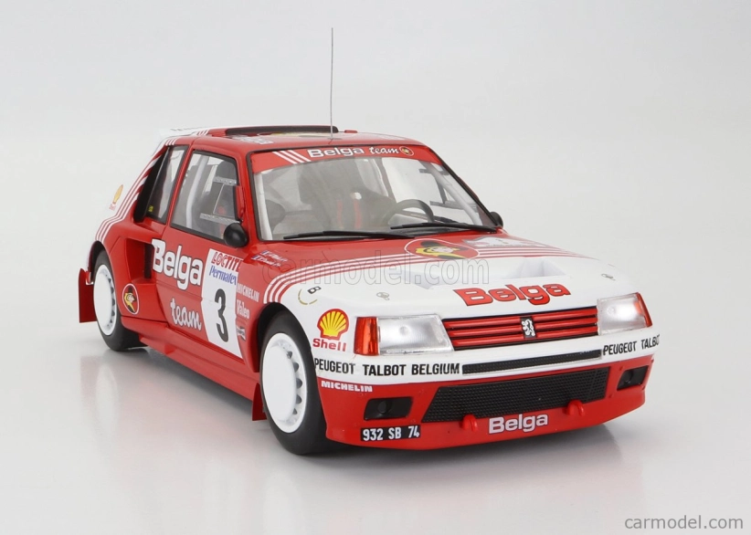 Ixo-models Peugeot 205 T16 Belga N 3 Rally Ypres 1985 B.darniche - A.mahe 1:18 Červená Bílá