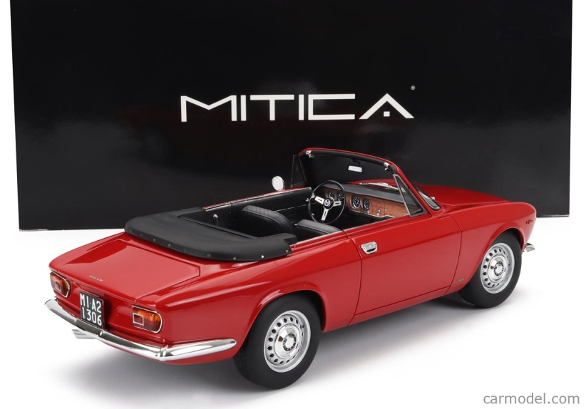 Mitica Alfa romeo Giulia 1600 Gtc Cabriolet Otvorený 1964 - Interiér Čierna 1:18 Rosso Alfa - Červená