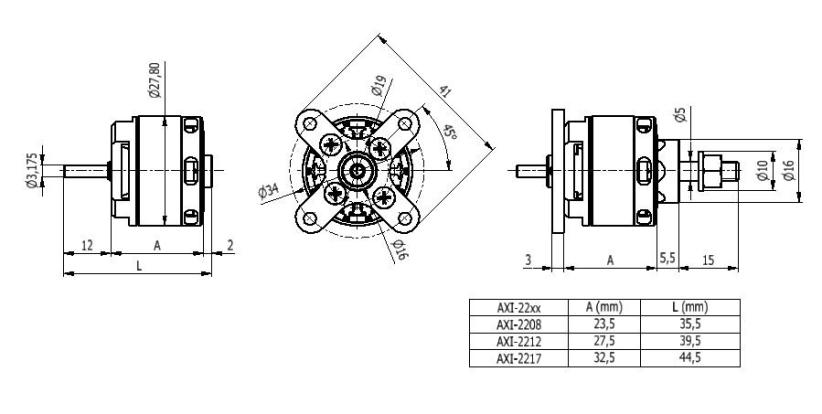 AXI 2208/26 V2 striedavý motor