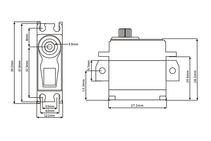 MIN6 HiVOLT CORELESS Digital servo pro 1/12 Pancar (9kg-0,062s/60°)