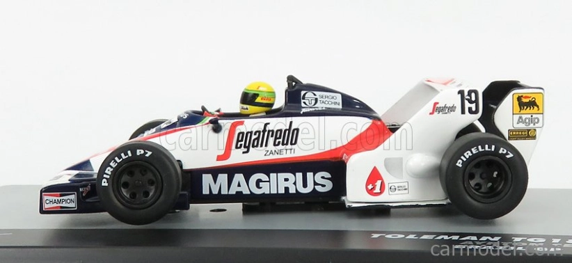 Edicola Toleman F1 Tg183b N 19 Brazilian Gp 1984 Ayrton Senna 1:43 Biela červená čierna