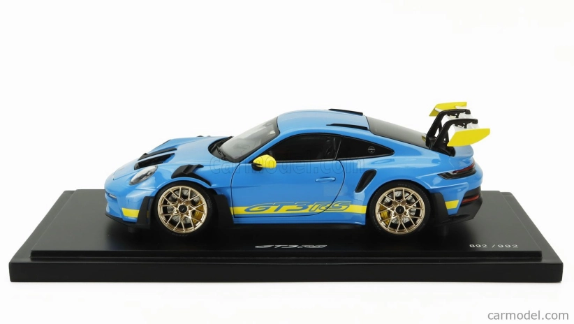 Spark-model Porsche 911 992 Gt3 Rs Coupe 2023 1:18 Light Blue Yellow