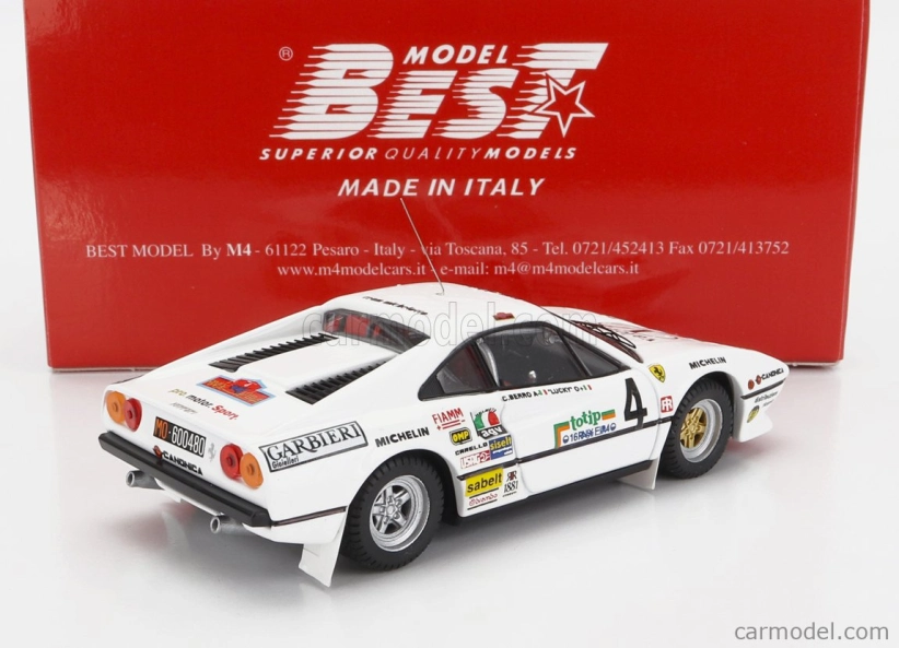 Najlepší model Ferrari 308 Gtb Gr.4 N 4 Rally D'elba 1984 Lucky - Berro 1:43 White