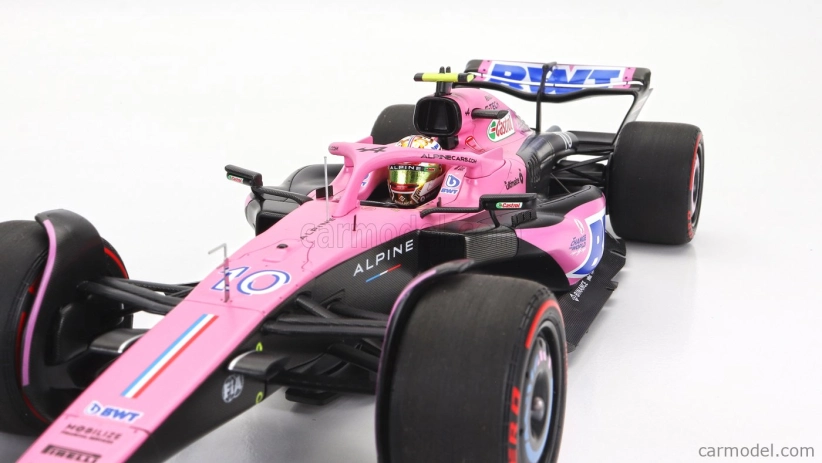 Minichamps Renault F1 A523 Team Bwt Alpine N 10 9th Bahrain Gp With Pit Board 2023 Pierre Gasly 1:18 Pink Black Blue