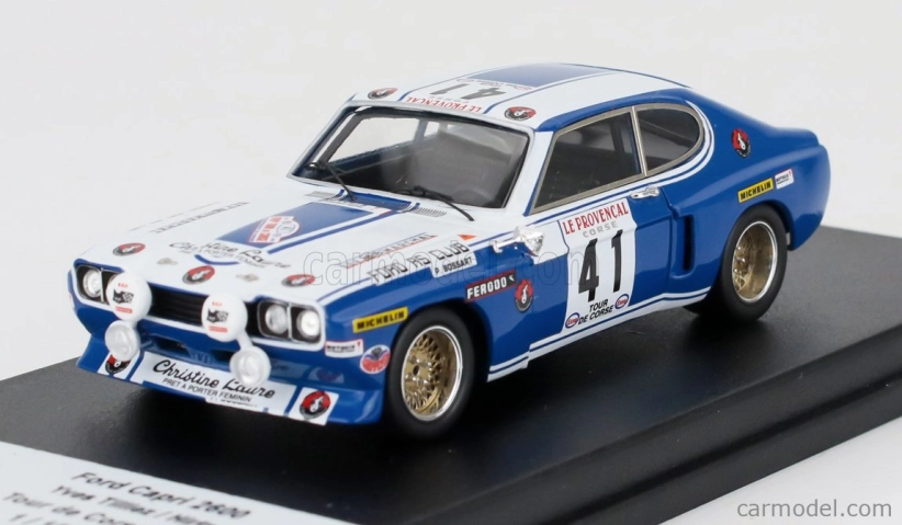 Trofeu Ford england Capri 2600 Rs (night Version) N 41 Rally Tour De Corse 1973 Yves Tilliez - Hirtz 1:43 Modrá Bílá