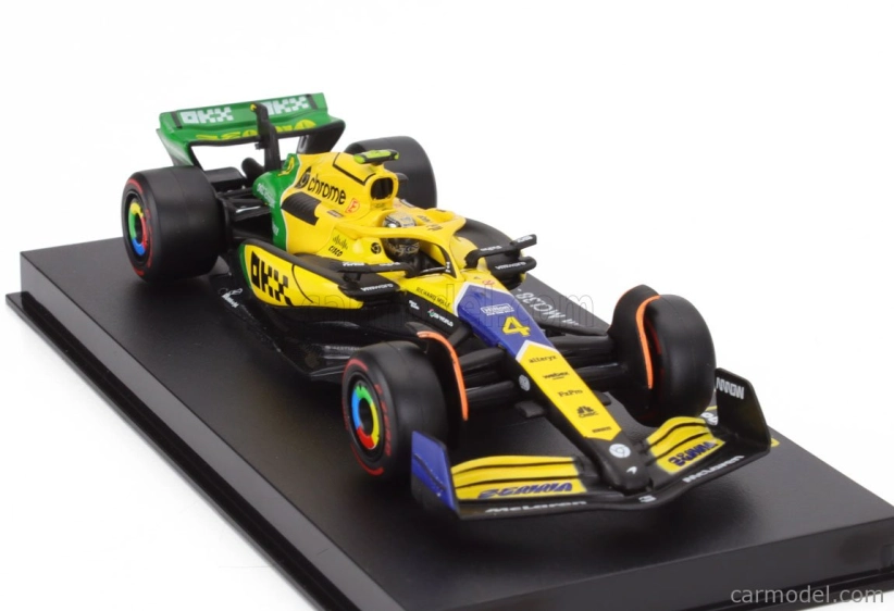 Bburago Mclaren F1  Mcl38 Team Mclaren N 4 4th Monaco Gp (senna 30th Anniversary) 2024 Lando Norris - With Pilot And Showcase 1:43 Žlutá Zelená Černá