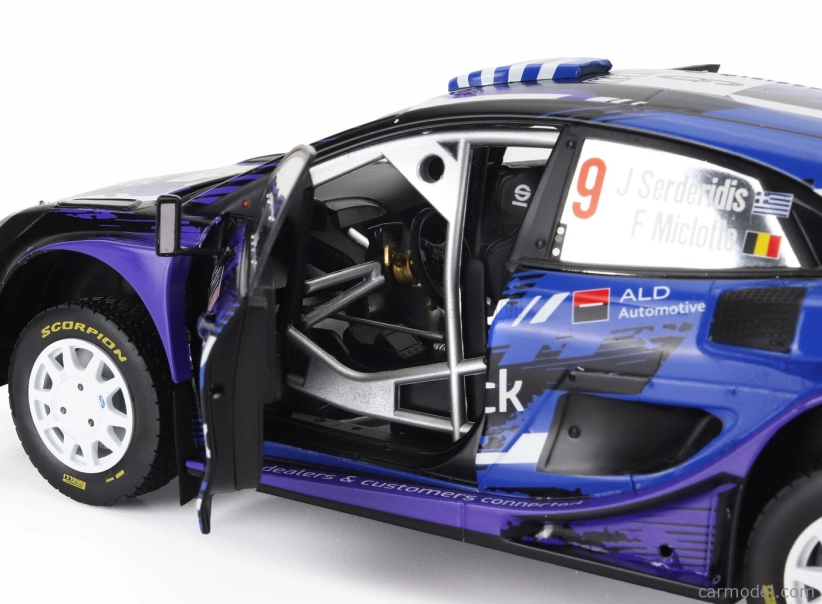 Solido Ford england Puma Rally1 Team M-sport Ford Wrt N 9 Rally Safari Kenya 2022 Jourdan Serderidis - Frederic Miclotte 1:18 Purple Black Blue