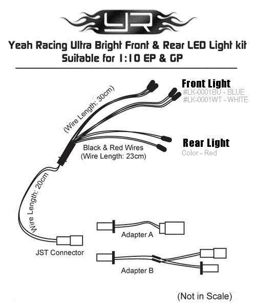 Ultra svítivý F/R LED světelný kit pro 1/10 (4x bílé, 2x červené)