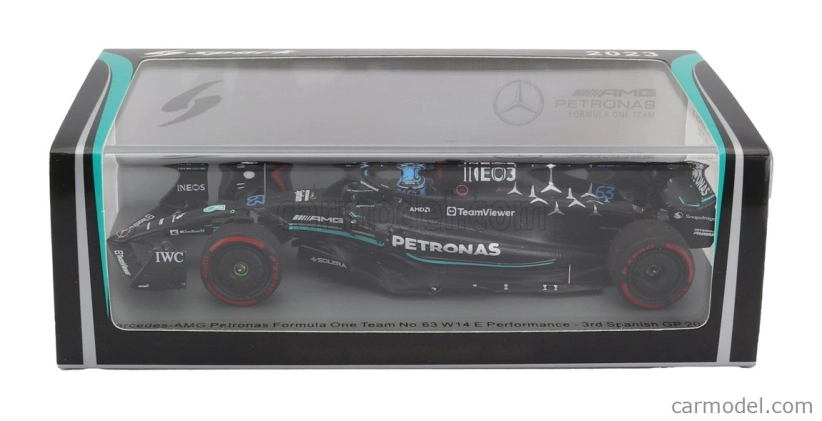 Spark-model Mercedes gp F1 W14 Team Mercedes-amg Petronas Formula One N 63 3rd Spain Gp 2023 George Russell 1:43 Matt Black