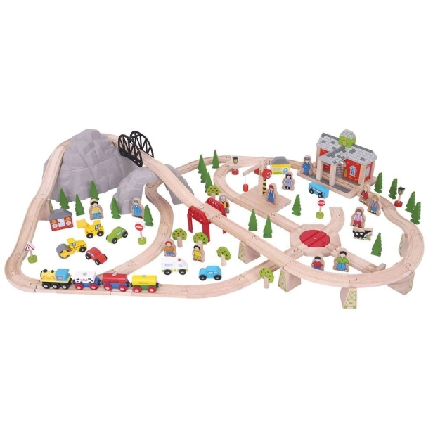 Bigjigs Rail Dřevěná vláčkodráha horská cesta 112 dílů poškozený obal