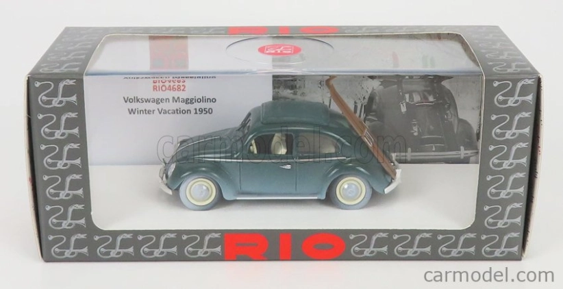 Rio-models Volkswagen Beetle Maggiolino Con Sci 1950 - Winter Vacation With Ski 1:43 Grey