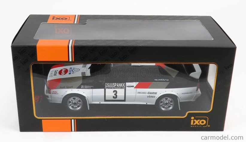 Ixo-models Audi Quattro N 3 Rally 1000 Lakes 1982 H.mikkola - A.hertz 1:18 Bielo-šedo-červená