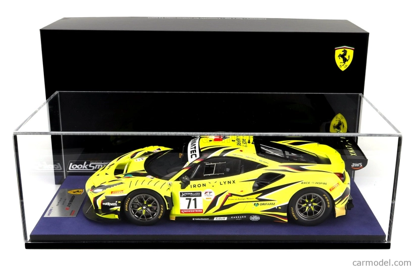 Looksmart Ferrari 488 Gt3 Evo 3.9l Turbo V8 Team Iron Lynx N 71 3rd 24h Spa 2022 Antonio Fuoco - Davide Rigon - Daniel Serra - Con Vetrina - With Showcase 1:18 Žlutá Černá