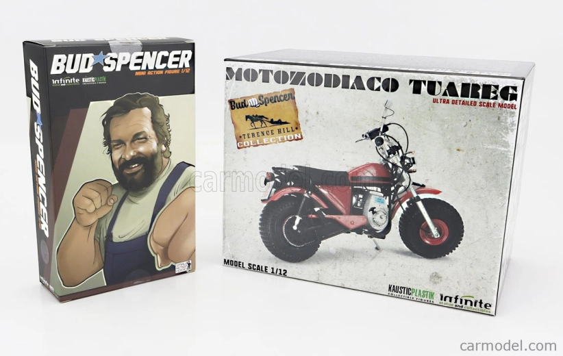 Clc-models Motozodiaco Tuareg 1972 With Bud Spencer Action Figure - From Movie - Altrimenti Ci Arrabbiamo - Tv Series - - Motorcycle 1:12 Red