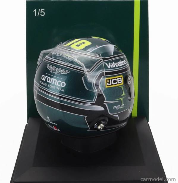 Spark-model Bell helmet Casco Helmet F1 Lance Stroll Team Aston Martin Aramco Cognizant N 18 Season 2024 1:5 Zelená