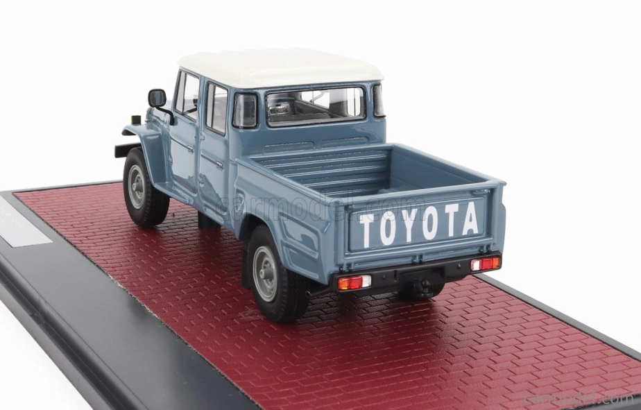 Matrix modely v mierke 1:43 Toyota Hj45 Land Cruiser Crew Cab Pick-up 1979 Modrá Sivá Biela