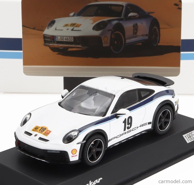 Spark-model Porsche 911 992 Coupe N 19 Rally Dakar Design 2022 1:43 Bílá Modrá