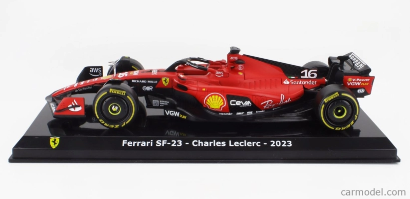 Edicola Ferrari F1 Sf-23 Team Scuderia Ferrari N 16 Sezóna 2023 Charles Leclerc - Con Vetrina - S vitrínou 1:24 Červená čierna žltá