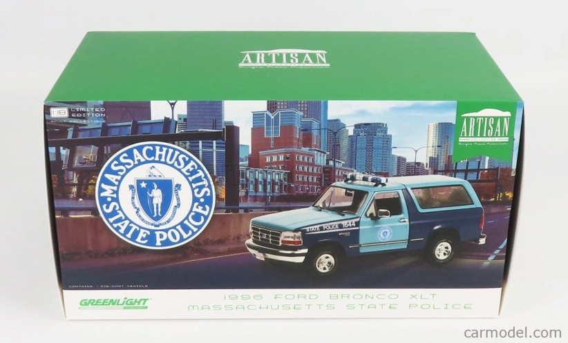 Greenlight Ford usa Bronco Xlt Massachusetts State Police 1996 1:18 2 Tóny Modré