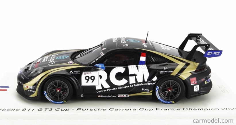 Spark-model Porsche 911 991-2 Gt3 Team Rcm N 99 Champion France Porsche Carrera Cup Season 2022 M.klein 1:43 Black