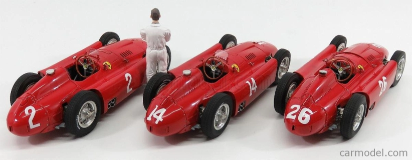 Cmc Ferrari Set 3x F1 D50 Short Nose N 14 French Gp 1956 Collins - F1 D50 Long Nose N 2 German Gp 1956 Collins - F1 D50 N 26 Monza Italy Gp 1956 Collins 1:18 Red