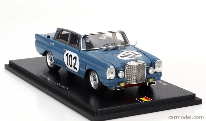 Spark-model Mercedes benz 300 Se 3.0l N 102 Víťaz 24h Spa 1964 Robert Crevits - Gustave Gosselin 1:43 Svetlo modrá biela