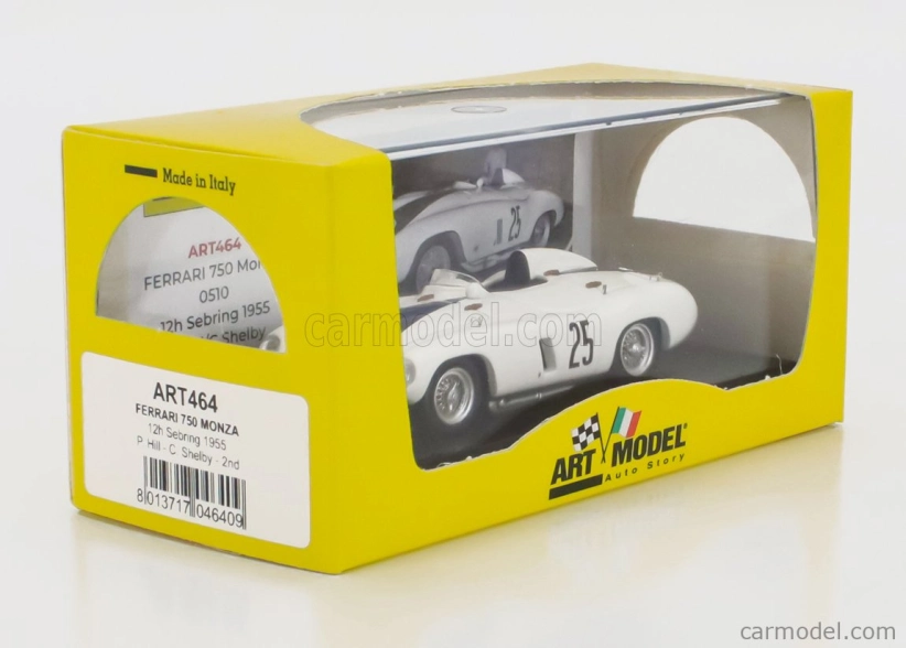Art-model Ferrari 750 Monza Spider S/n.0578 N 25 2nd 12h Sebring 1955 Phil Hill - Carroll Shelby 1:43 Bílá Modrá