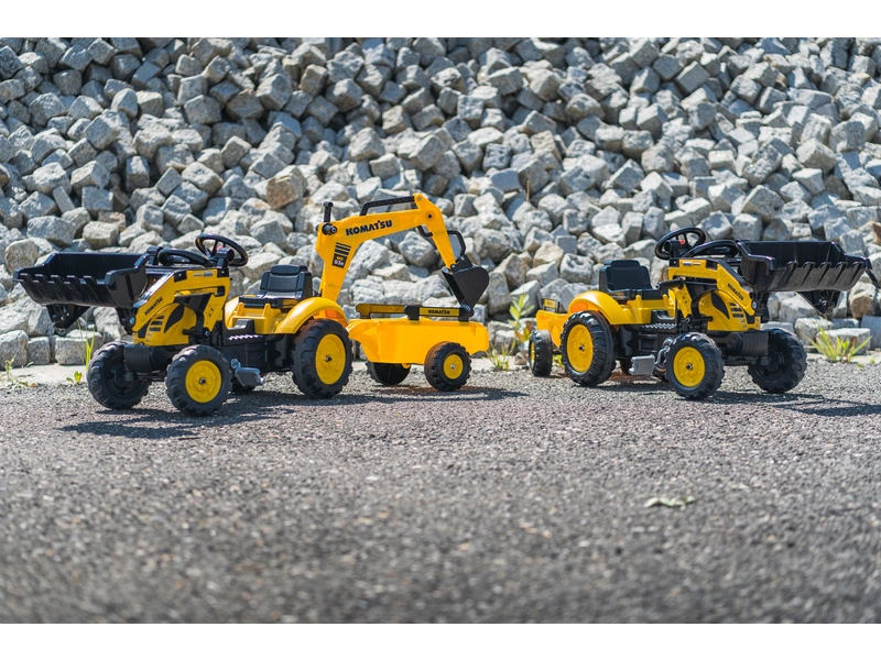 FALK – Šliapací traktor Komatsu Pedal backhoe s vlečkou a nakladačom
