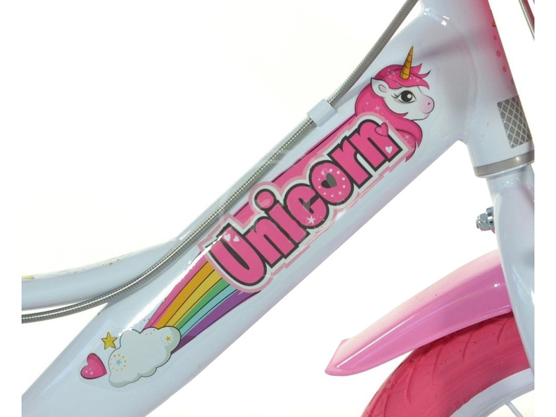 DINO Bikes - Detský 14" bicykel Unicorn so sedadlom