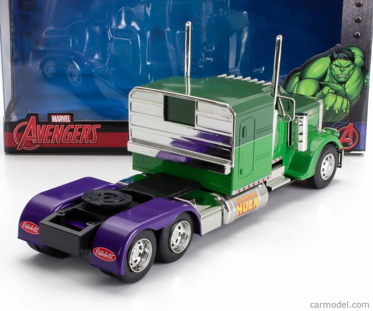 Jada Peterbilt 379 Tractor Truck 3-assi Hulk 1992 1:24 2 Tóny Zelené