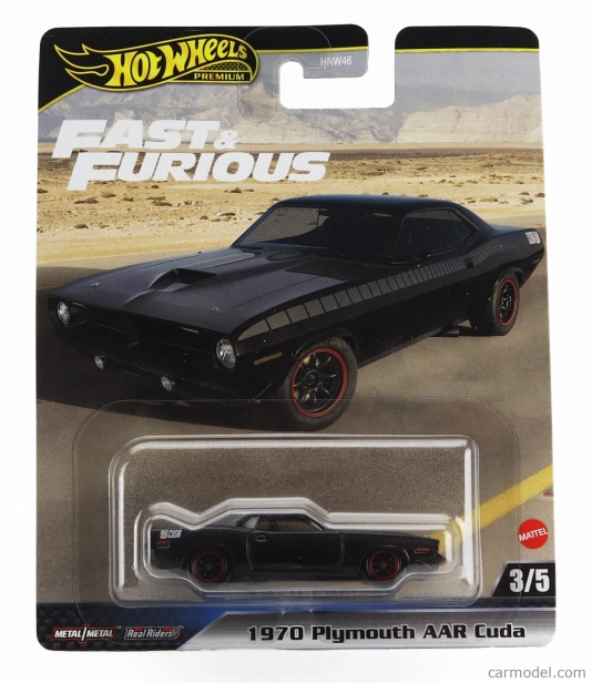 Mattel hot wheels Plymouth Aar/cuda Coupe 1970 - Fast & Furious 7 2015 1:64 čierna