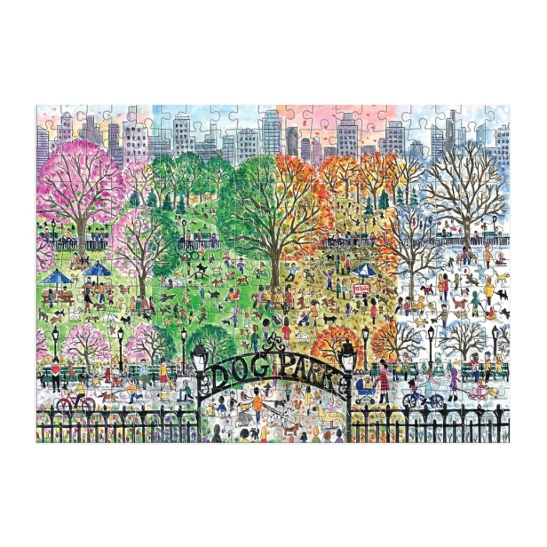 Galison Drevené puzzle Psí park 4 ročné obdobia 250 dielikov