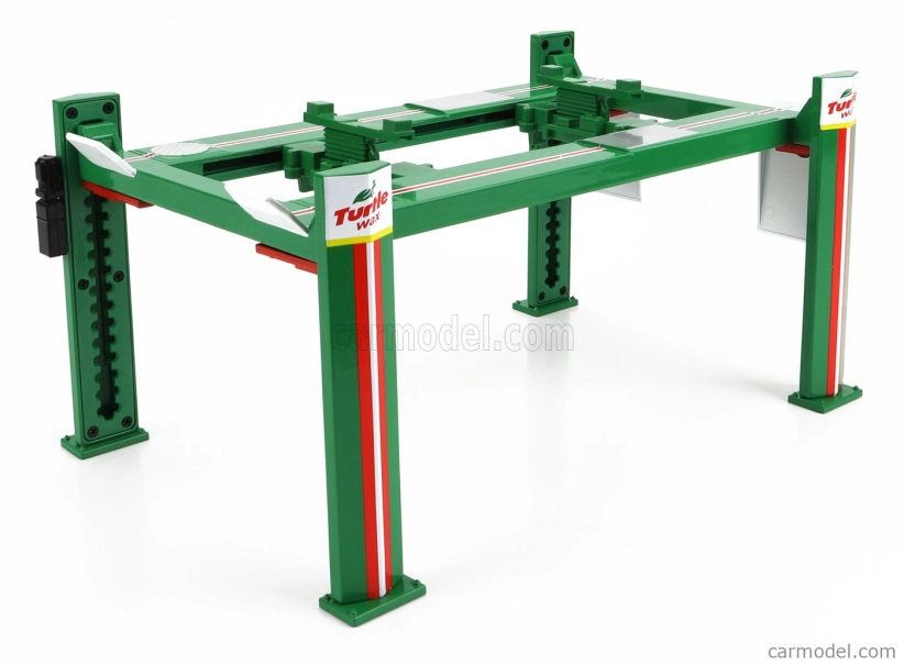 Príslušenstvo Greenlight Turtle Wax Garážová súprava Officina - Ponte Sollevatore Auto - Four Post Lift 1:18 zelená