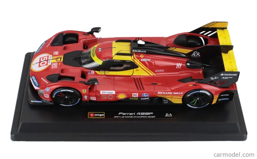 Bburago Ferrari 499p 3.0l Turbo V6 Team Ferrari Af Corse N 50 Winner 24h Le Mans 2024 Antonio Fuoco – Miguel Molina – Nicklas Nielsen 1:24 Red