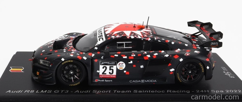 Spark-model Audi R8 Lms Gt3 Team Sainteloc Racing N 25 24h Spa 2022 L.legeret - M.campbell - M.jaminet 1:43 Matt Black
