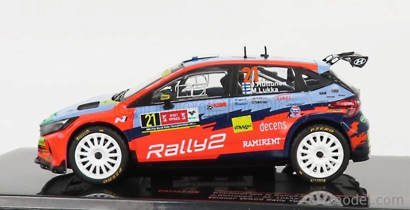 Ixo-models Hyundai I20 N Rally2 Team Hyundai Motorsport N 21 Winner Wrc2 Rally Ypres 2021 J.huttunen - M.lukka 1:43 Svetlo modrá červená zelená
