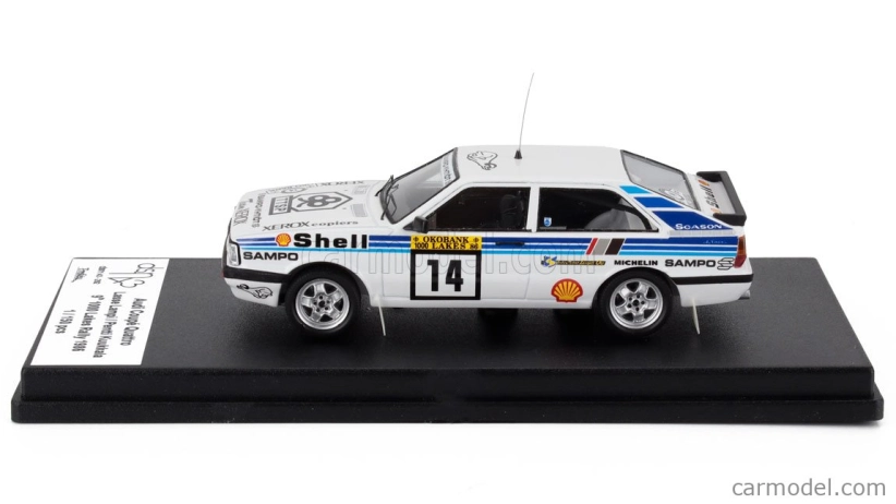 Trofeu Audi Quattro Coupe N 14 Rally 1000 Lakes 1986 Lasse Lampi - Pentti Kuukkala 1:43 Bílá Světle Modrá