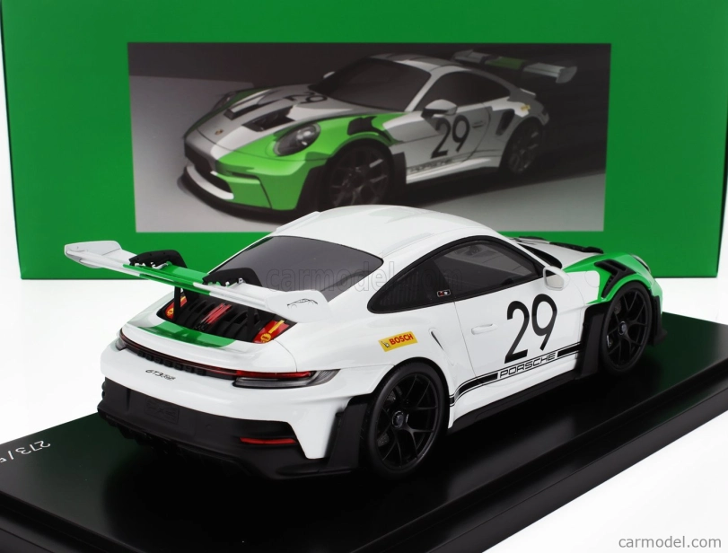Spark-model Porsche 911 992 Gt3 Rs N 29 Racing Coupe Jo Siffert Tribute 2023 - Con Vetrina - S vitrínou 1:18 bielo-zelená