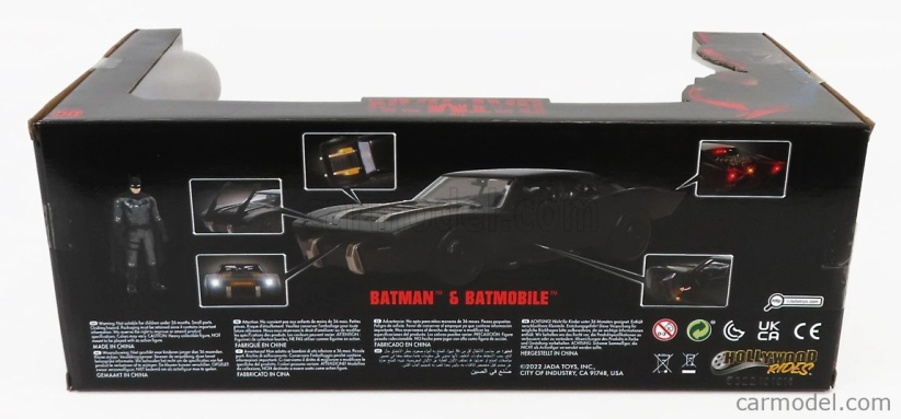 Jada Batman Batmobile With Figure 2022 - The Batman Movie 1:18 Matt Black