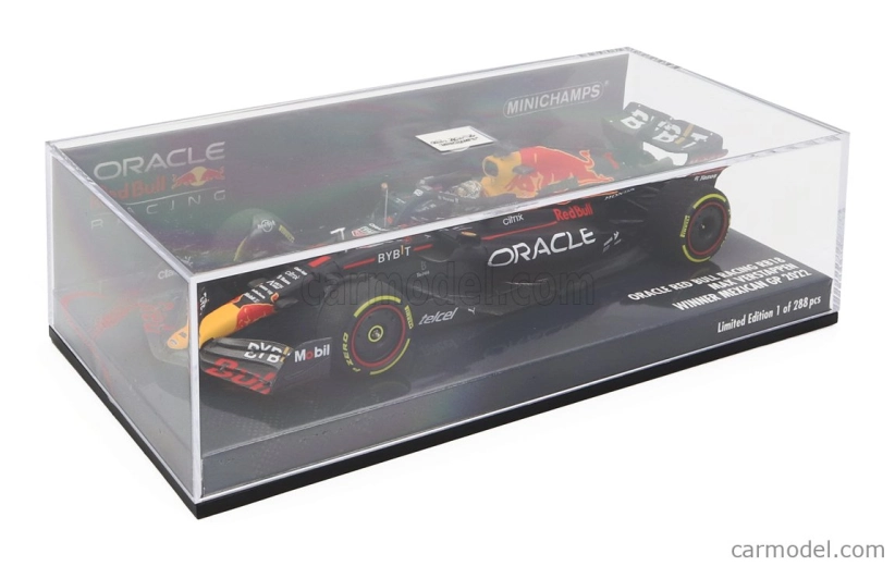 Minichamps Red bull F1 Rb18 Team Oracle Red Bull Racing N 1 Winner Mexico Gp World Champion 2022 Max Verstappen 1:43 Matná modrá žltá červená