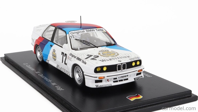 Spark-model BMW 3-series M3 (e30) Team Bmw Motorsport N 72 24h Nurburgring 1987 Dieter Quester - Markus Oestreich - Winfried Vogt 1:43 Bílá Modrá Červená
