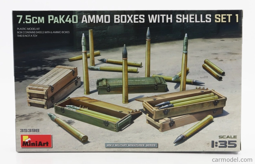 Miniart Príslušenstvo 7,5 cm Pak 40 Nábojnice s nábojmi Vojenská sada I 1945 1:35 /