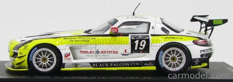 Spark-model Mercedes benz Sls Amg Gt3 N 19 19th 24h Spa 2012 O.morley - K.heyer - S.rosler - M.metzger 1:43 Bílá Žlutá
