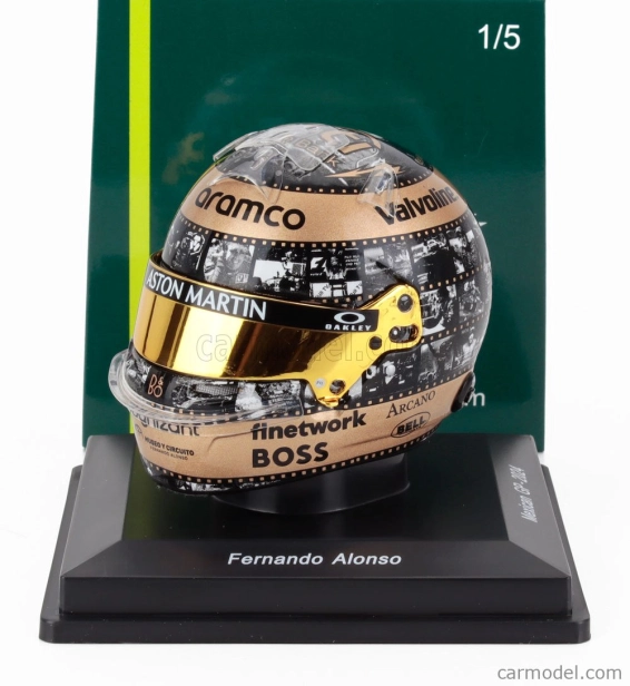 Spark-model Bell helmet Casco Helmet F1 Fernando Alonso Team Aston Martin Aramco Cognizant N 14 Mexico Gp 2024 1:5 Různé