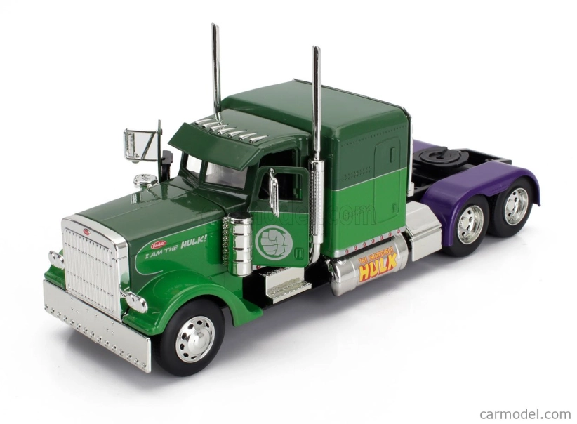 Jada Peterbilt 379 Tractor Truck 3-assi Hulk 1992 1:24 2 Tóny Zelené
