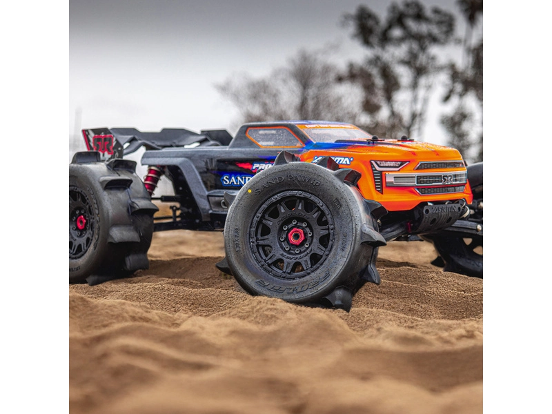 Kolesá Pro-Line 1:8, pneumatiky 3,8" Sand Paw HP Belted, disk čierny H17mm (2)