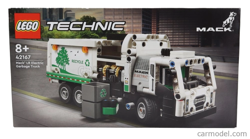 Lego Mack Lego Technic - Lr Elektrické smetiarske auto Raccolta Rifiuti Urbani - 252 dielikov Bielozelená