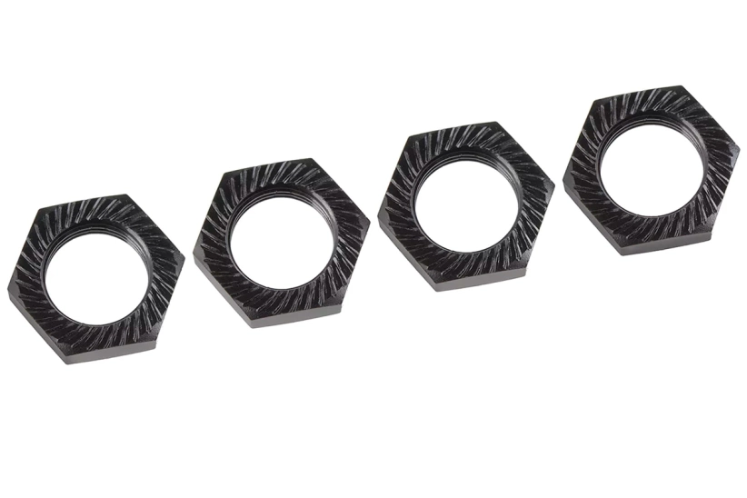 Matice kolies - vrúbkované - hliníkové - čierne - 4 ks