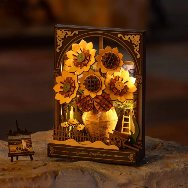 RoboTime Zlaté slnečnice 3D drevené puzzle