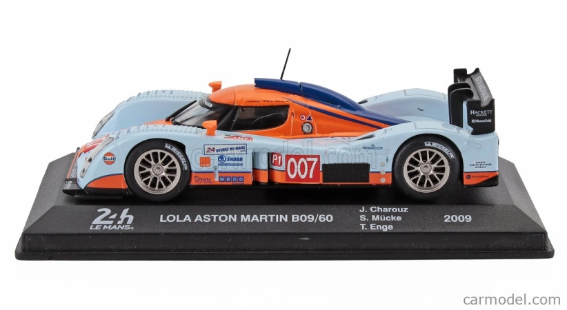 Edicola Lola Aston Martin B09/60 6.0l V12 Team Gulf Amr Eastern Europe N 007 24h Le Mans 2009 Tomáš Enge - Štefan Mucke - Jan Charouz 1:43 Svetlo modrá oranžová